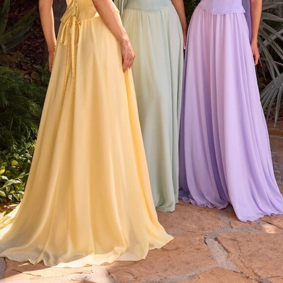 New Lavender Strapless A-Line Bridesmaid Chiffon Dress w/ Matching Scarf CD386 - Picture 6 of 9